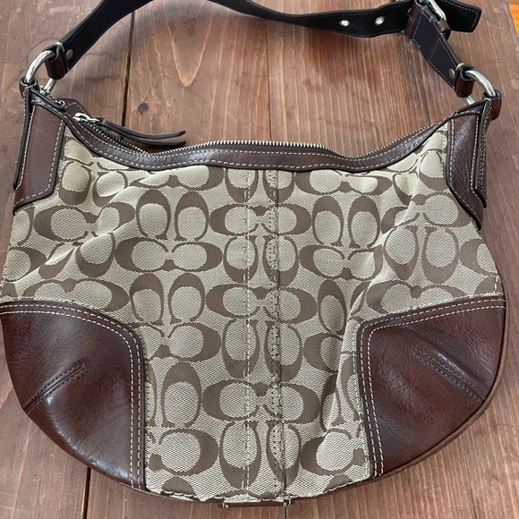 Coach Signature Brown and Tan Hobo Bag - Picture 2 of 7